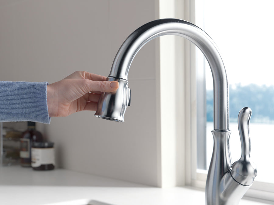 Leland Pull-Down Kitchen Faucet in Arctic Stainless with ShieldSpray
