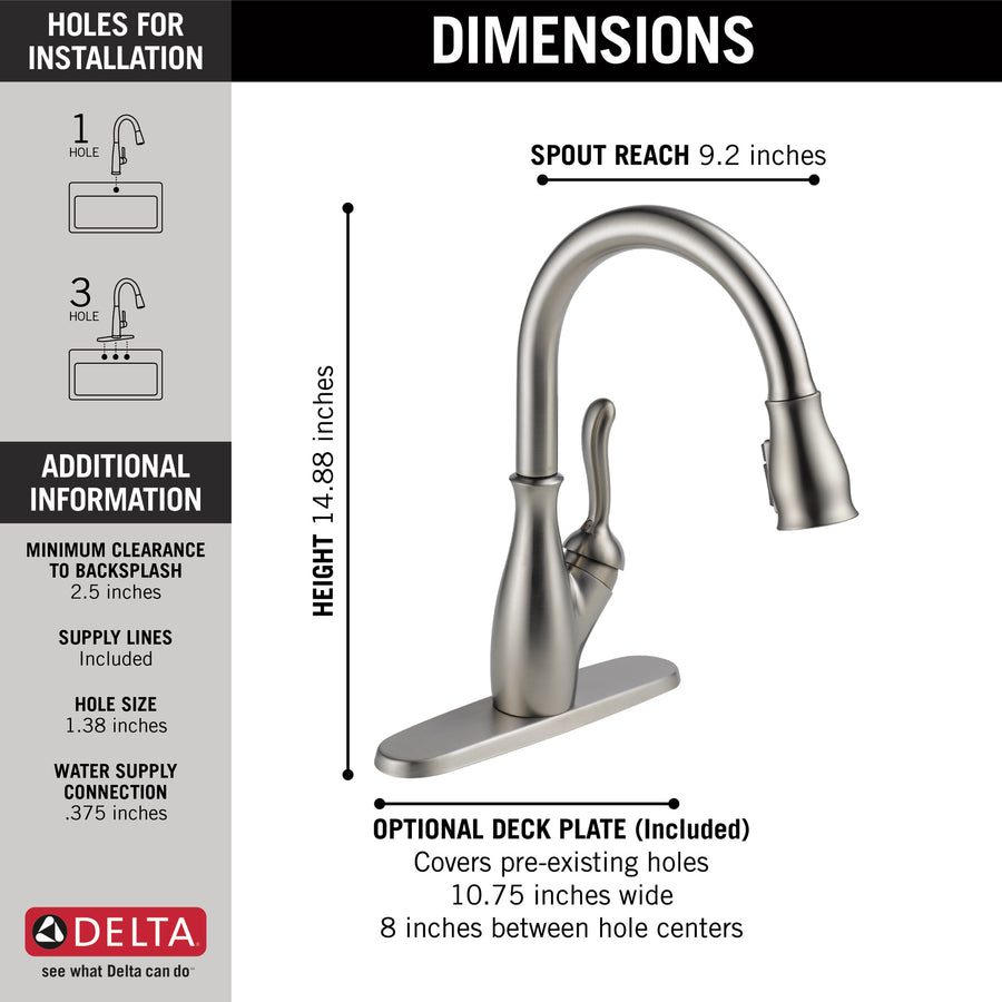 Leland Pull-Down Kitchen Faucet in Spotshield Stainless with ShieldSpray