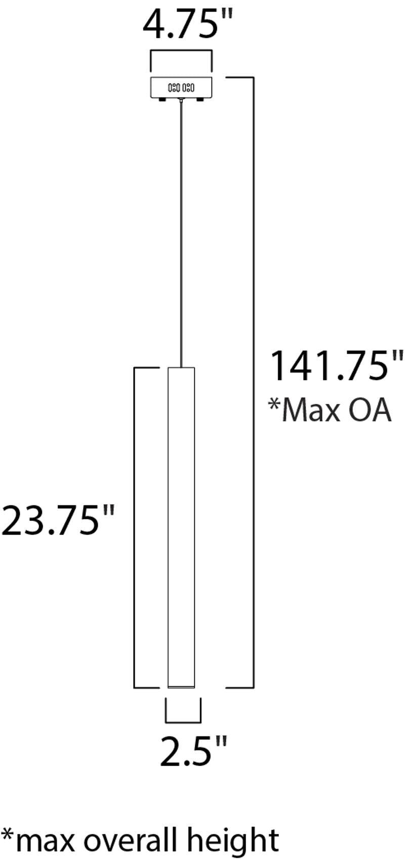 Flute 2.5' x 23.75' Single Light Mini-Pendant in Polished Chrome