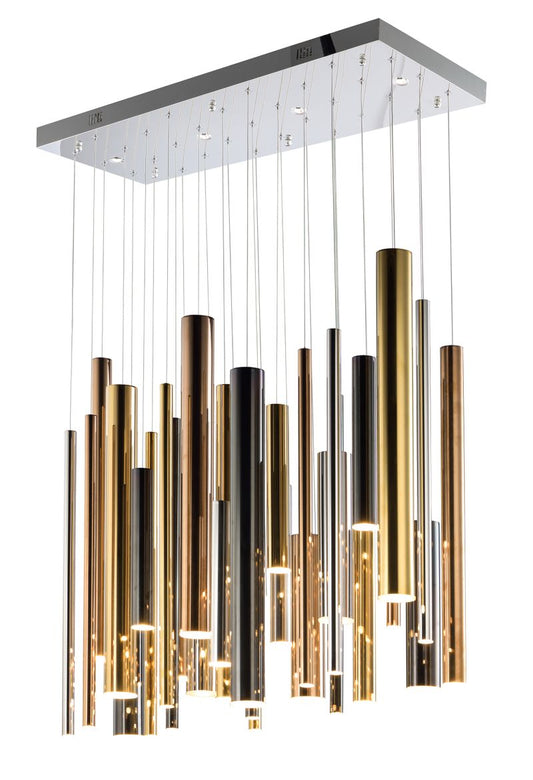 Flute 11.75" 35 Light Linear Pendant in Multi-Plated