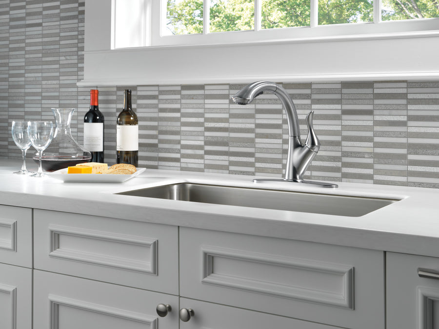 Linden Pull-Out High-Arc Kitchen Faucet in Arctic Stainless