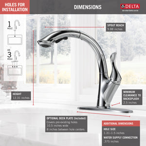 Linden Pull-Out High-Arc Kitchen Faucet in Chrome