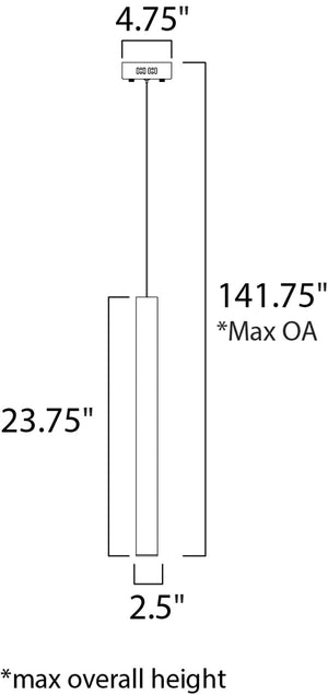 Flute 2.5' x 23.75' Single Light Mini-Pendant in Rose Gold