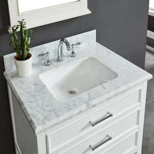 North Harbor White Freestanding Cabinet with Single Basin Integrated Sink and Countertop - Three Drawers (31' x 34.75' x 22')
