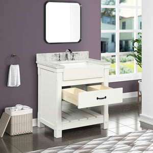 Park Mill White Freestanding Cabinet with Single Basin Integrated Sink and Countertop - One Drawers (31' x 35' x 22')