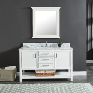 North Harbor White Freestanding Cabinet with Single Basin Integrated Sink and Countertop - Three Drawers (49' x 34.75' x 22')