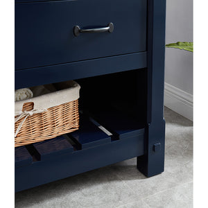 Park Mill Navy Blue Freestanding Cabinet with Single Basin Integrated Sink and Countertop - Five Drawers (49' x 35' x 22')