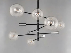 Global 45' 6 Light Multi-Light Pendant in Black and Satin Nickel