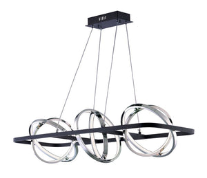 Gyro II 13.75' 6 Light Linear Pendant in Black and Polished Chrome
