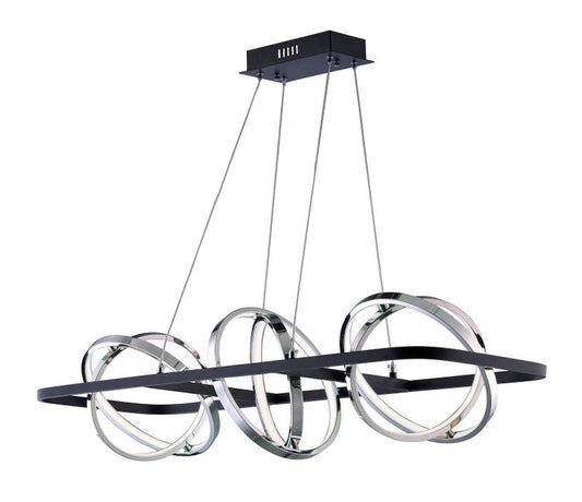 Gyro II 13.75" 6 Light Linear Pendant in Black and Polished Chrome