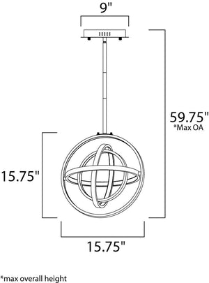 Gyro II 15.75' 4 Light Single Pendant in Black