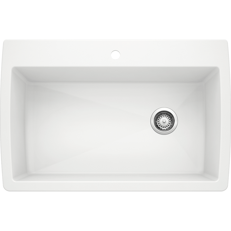 Diamond 32.5' Granite Single-Basin Dual-Mount Kitchen Sink in White (32.5' x 22' x 9.5')