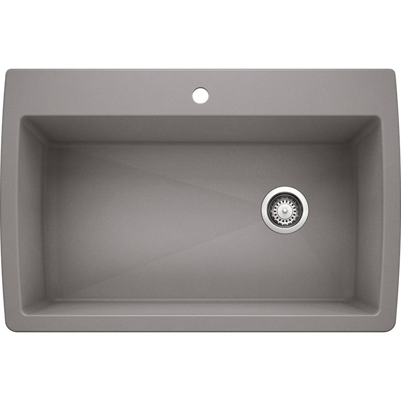 Diamond 32.5' Granite Single-Basin Dual-Mount Kitchen Sink in Metallic Grey (32.5' x 22' x 9.5')