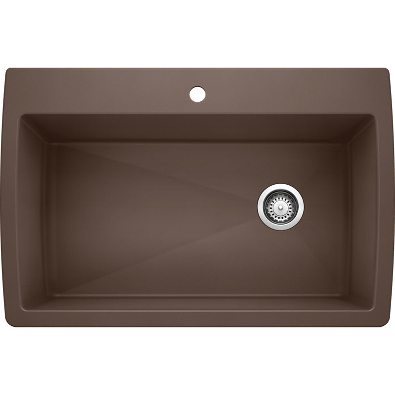 Diamond 32.5' Granite Single-Basin Dual-Mount Kitchen Sink in Cafe Brown (32.5' x 22' x 9.5')