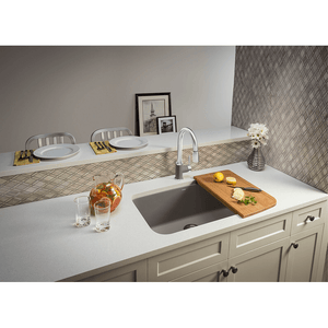 Valea 32.25' Granite Single-Basin Undermount Kitchen Sink in Metallic Grey (32.5' x 22' x 9.5')