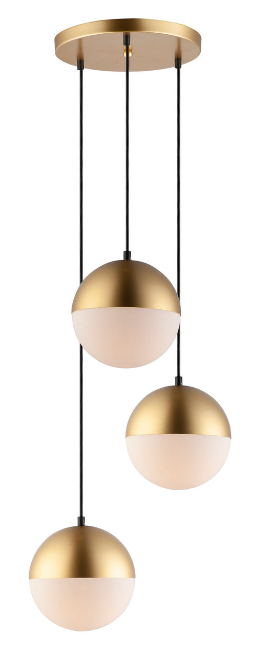 Half Moon 16.5" 3 Light Multi-Light Pendant in Metallic Gold