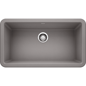 Ikon 32.31' Granite Single-Basin Farmhouse Apron Kitchen Sink in Metallic Grey (32.31' x 18.31' x 9.25')