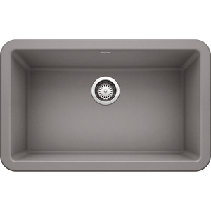 Ikon 29.31' Silgranit Single-Basin Farmhouse Apron Kitchen Sink in Metallic Grey (29.31' x 18.25' x 9.25')