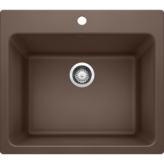 Liven 25" x 22" x 12" Single-Basin Dual-Mount Laundry Sink in Cafe Brown