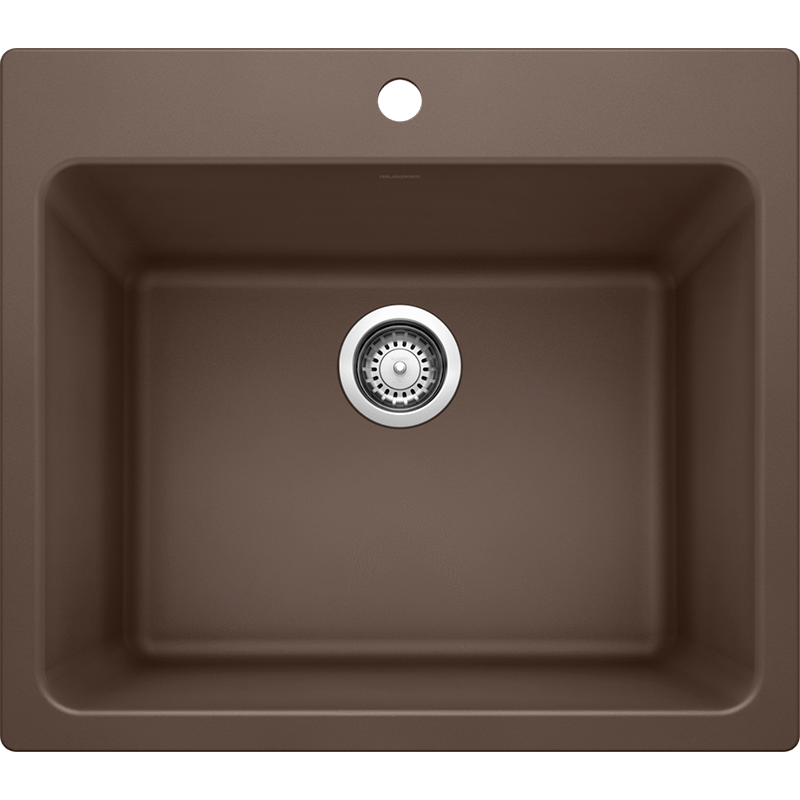 Liven 25' x 22' x 12' Single-Basin Dual-Mount Laundry Sink in Cafe Brown