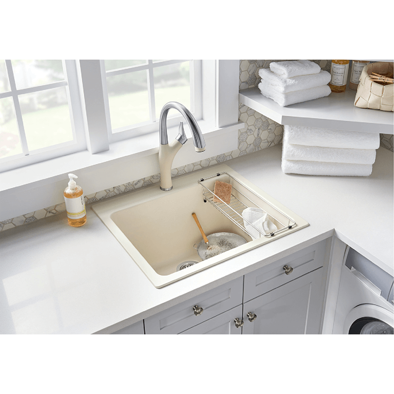 Liven 25' x 22' x 12' Single-Basin Dual-Mount Laundry Sink in Biscuit