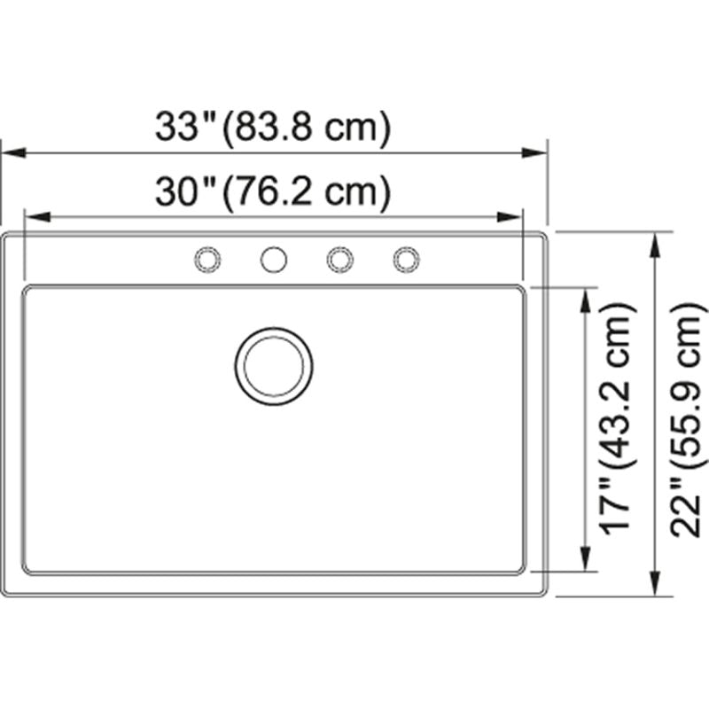 Primo 33' Granite Single Basin Drop-In Kitchen Sink in Graphite - 30' Basin