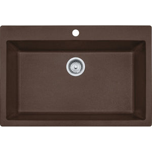 Primo 33' Granite Single Basin Drop-In Kitchen Sink in Mocha - 30' Basin