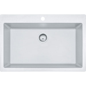 Primo 33' Granite Single Basin Dual-Mount Kitchen Sink in White - 30' Basin