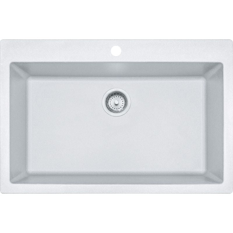 Primo 33' Granite Single Basin Dual-Mount Kitchen Sink in White - 30' Basin