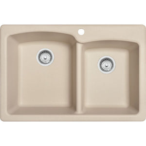 Ellipse Granite Double Basin Dual-Mount Kitchen Sink in Champagne - 15.5' Basin Width