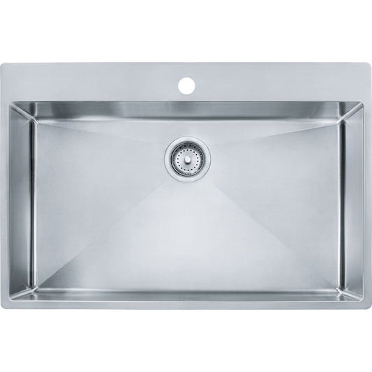 Vector 33.44" Stainless Steel Single Basin Drop-In Kitchen Sink - 18.13" Basin Length