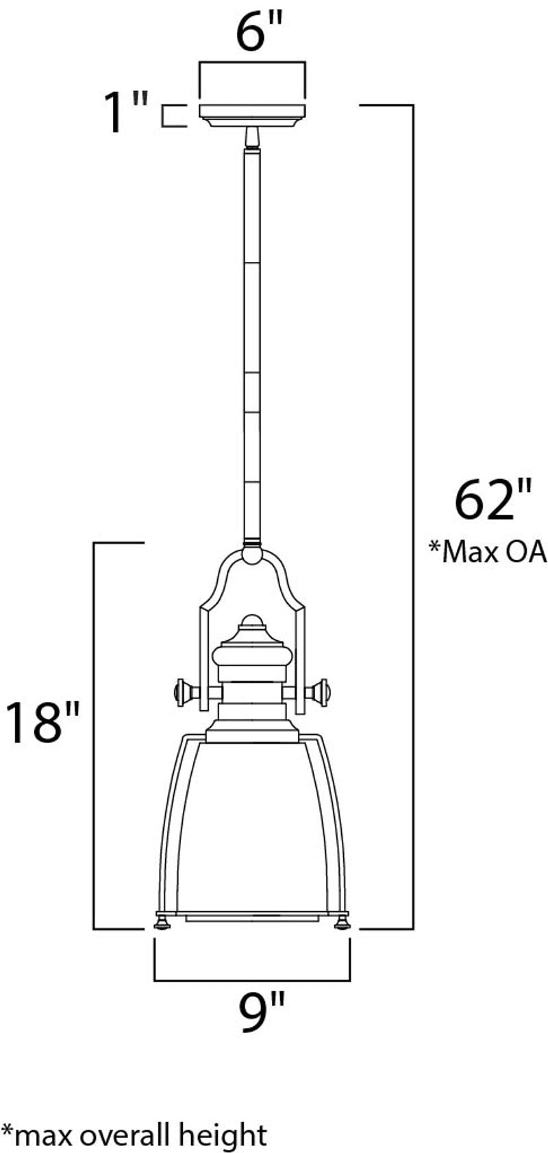 Hi-Bay 9' Single Light Pendant in Bronze