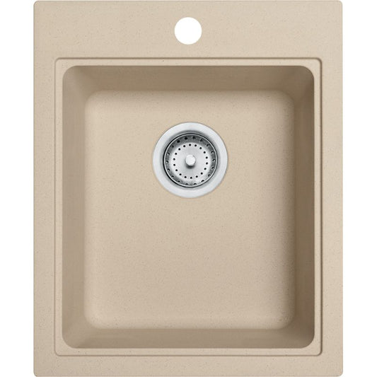 Quantum 16.75" Granite Single Basin Drop-In Kitchen Sink in Champagne