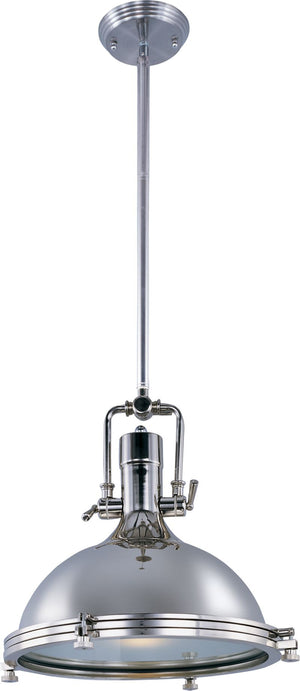 Hi-Bay 17.75' Single Light Pendant in Polished Nickel with Frosted Glass Finish