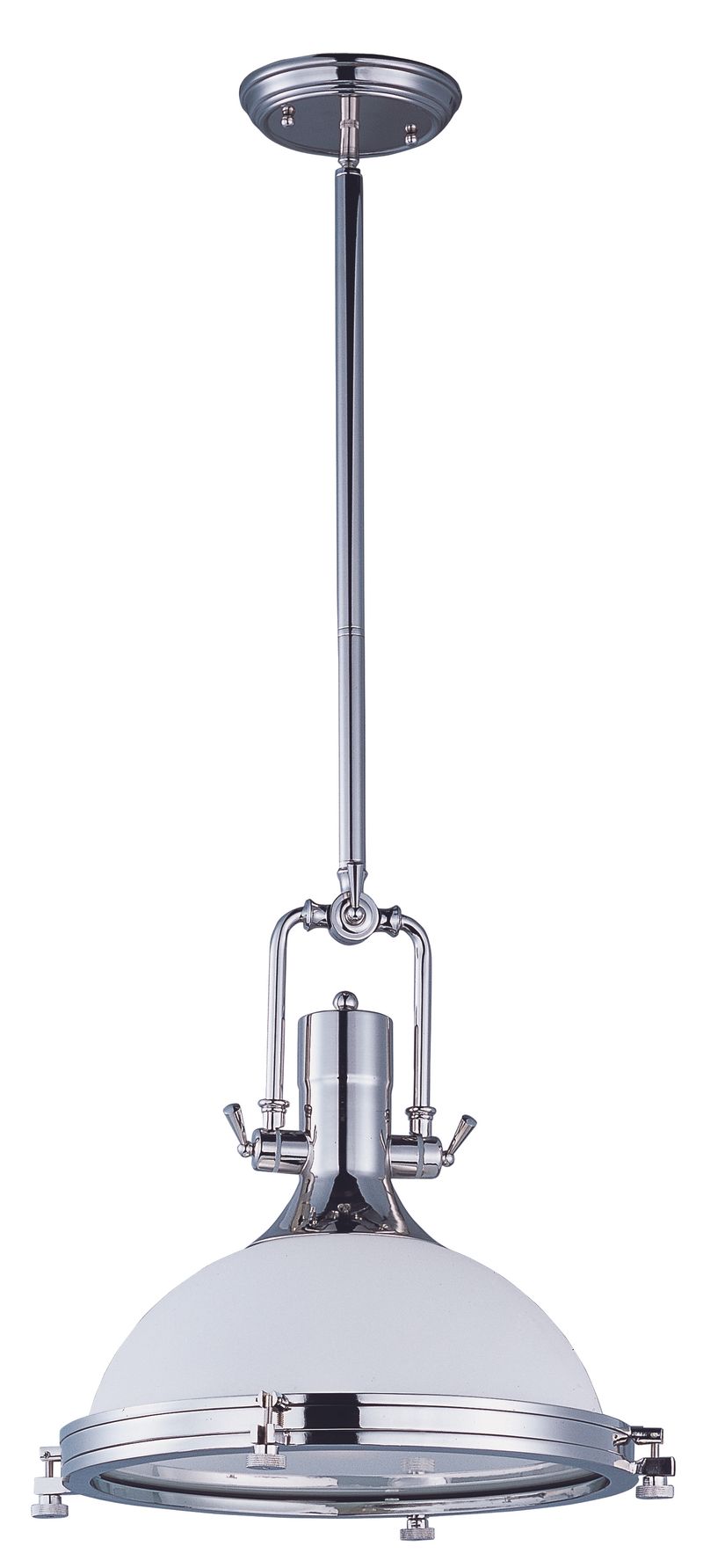 Hi-Bay 17.75' Single Light Pendant in Polished Nickel with White Glass Finish