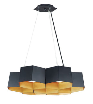 Honeycomb 7 Light Chandelier in Black and Gold