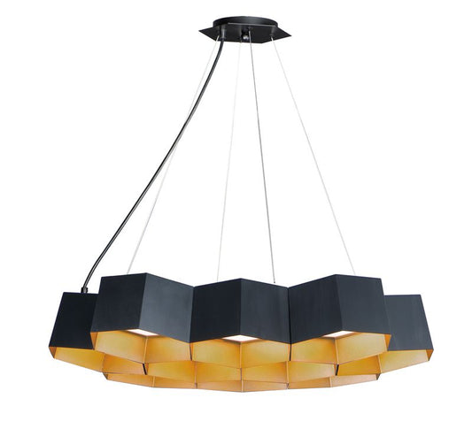 Honeycomb 22.5" 10 Light Chandelier in Black and Gold