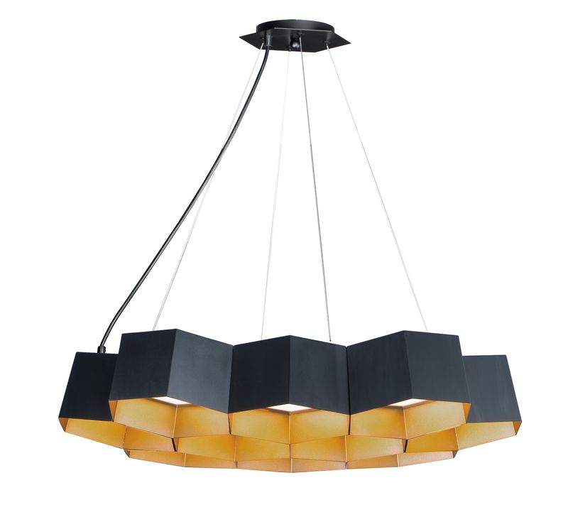 Honeycomb 22.5' 10 Light Chandelier in Black and Gold