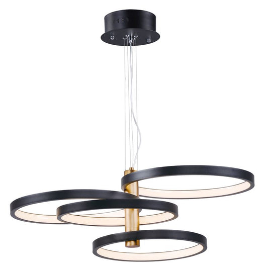 Hoopla 29.5" 4 Light Chandelier in Black and Gold