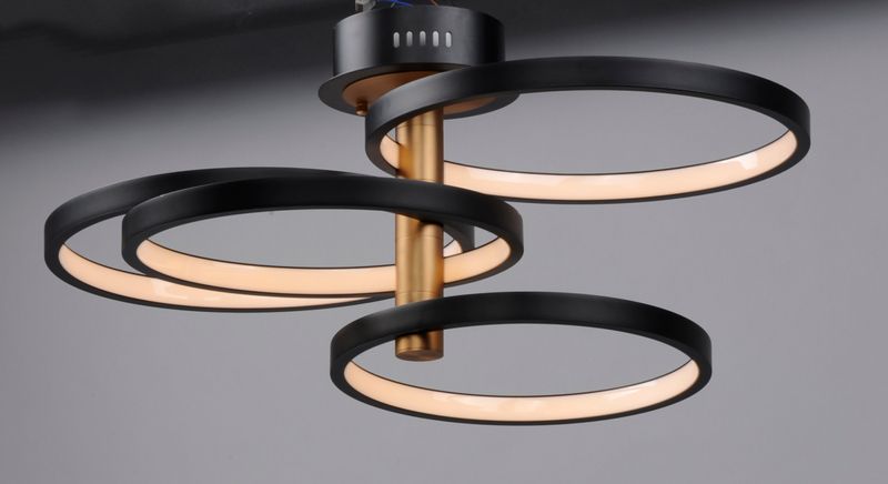 Hoopla 33.5' 4 Light Multi-Light Pendant in Black and Gold