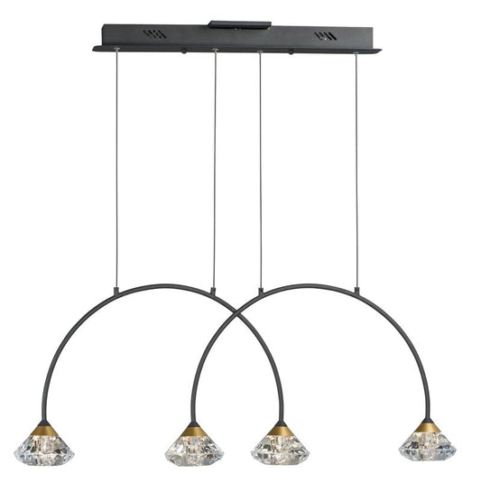 Hope 5.5" 4 Light Linear Pendant in Black and Metallic Gold