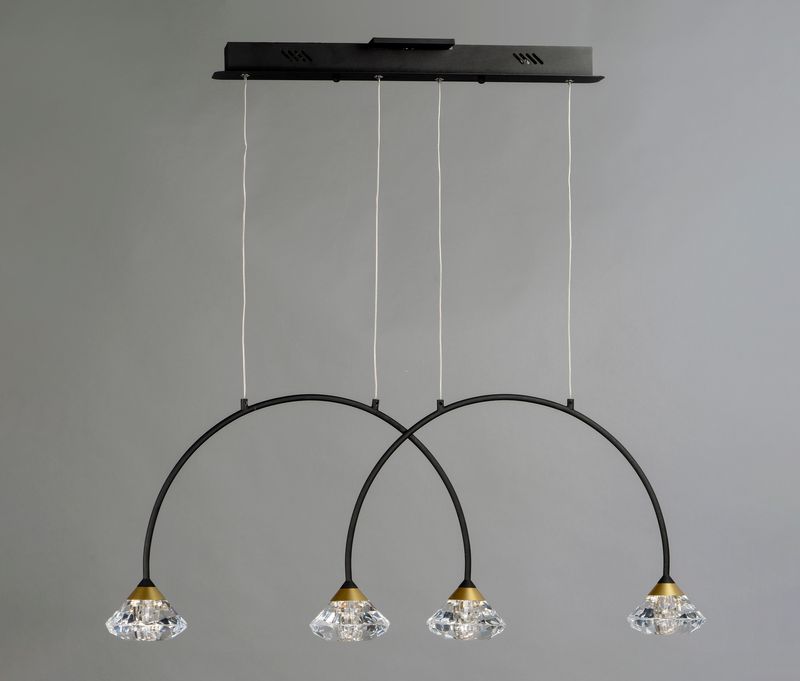 Hope 5.5' 4 Light Linear Pendant in Black and Metallic Gold