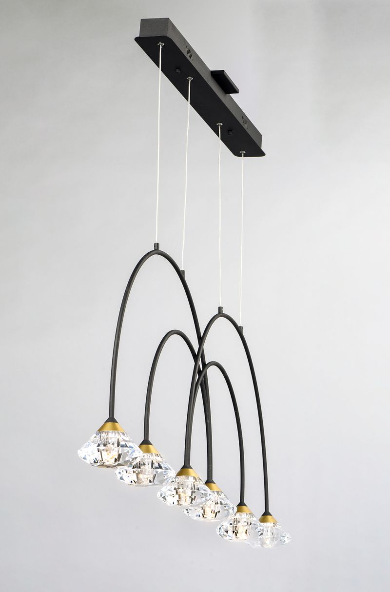 Hope 5.5' 6 Light Linear Pendant in Black and Metallic Gold