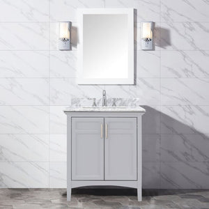 Ellis Dove Grey Freestanding Vanity with Integrated Sink and Countertop - Two Doors (24' x 34.13' x 22')