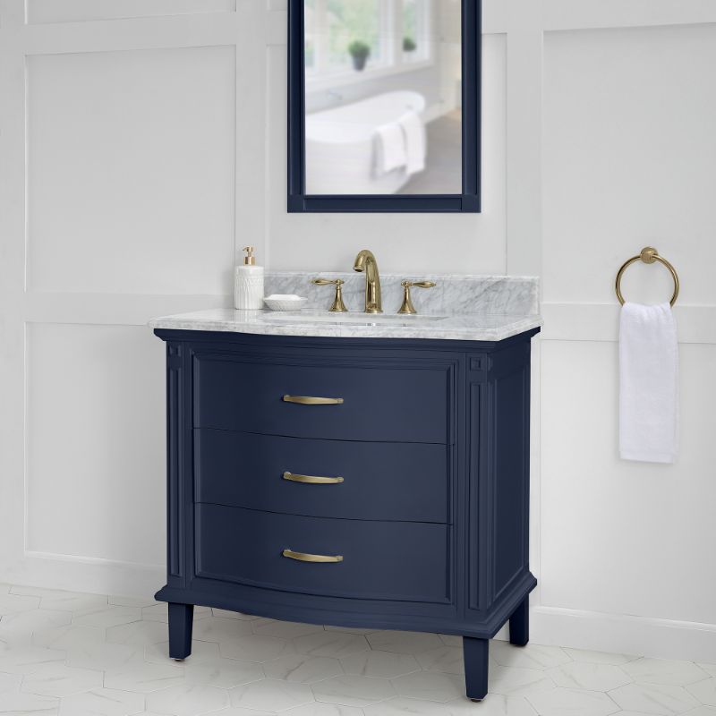 Mira Midnight Blue Freestanding Vanity with Integrated Sink and Countertop - Two Drawers (36' x 34.5' x 21.88')