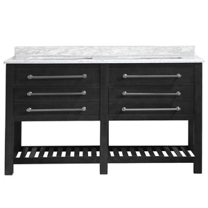 Wesley Iron Grey Freestanding Vanity with Integrated Sink and Countertop - Two Drawers (60' x 34.5' x 22')