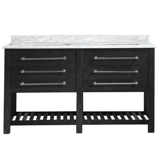 Wesley Iron Grey Freestanding Vanity with Integrated Sink and Countertop - Two Drawers (60" x 34.5" x 22")