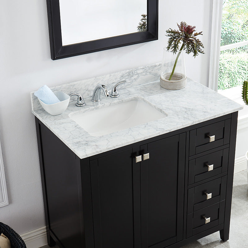 Beck Espresso Freestanding Vanity Cabinet with Single Basin Integrated Sink and Countertop - Two Doors Three Drawers (37' x 34.5' x 22')
