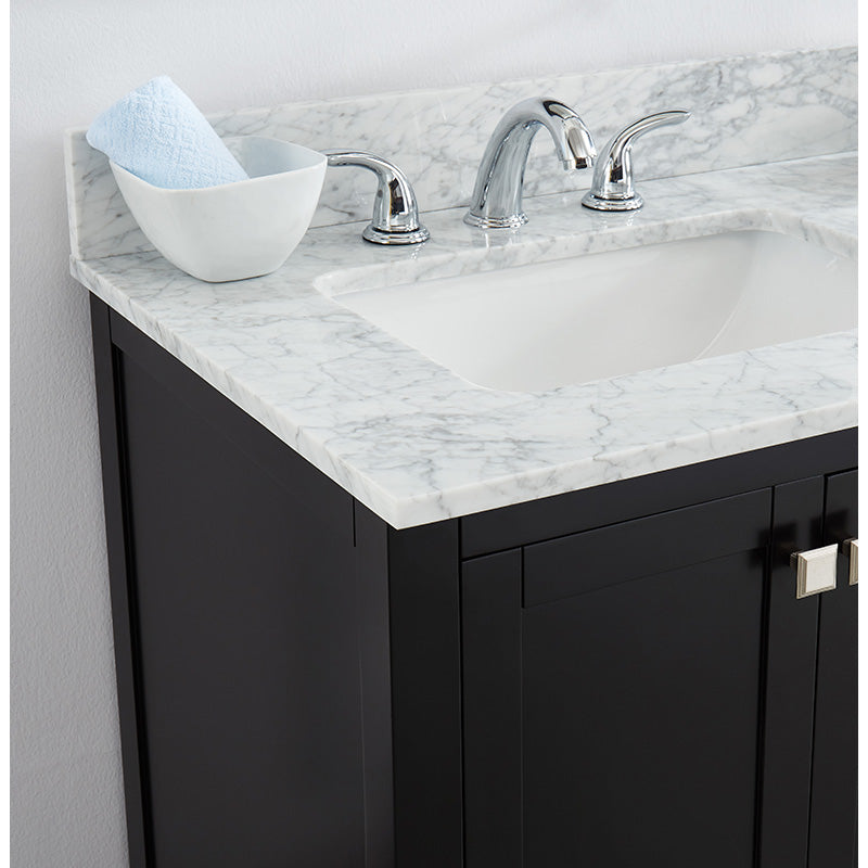 Beck Espresso Freestanding Vanity Cabinet with Single Basin Integrated Sink and Countertop - Two Doors Three Drawers (37' x 34.5' x 22')