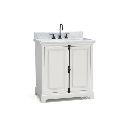 Hillsdale Dove White Freestanding Vanity Cabinet with Single Basin Integrated Sink and Countertop - Two Doors (31" x 34.5" x 22")